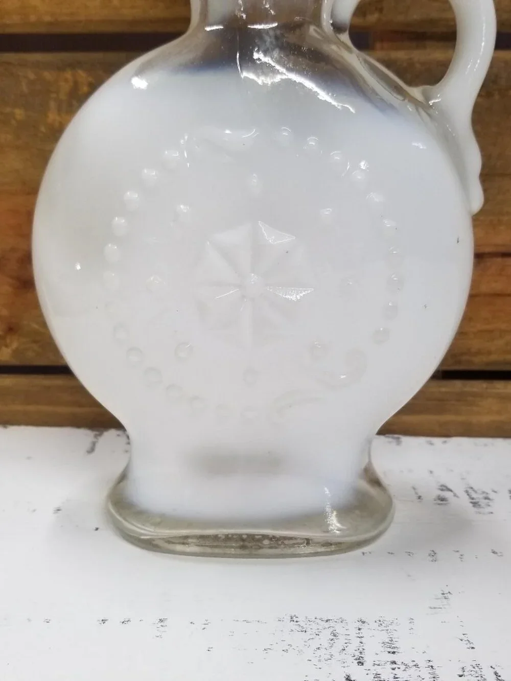 Jim Beam Whiskey Decanter Bottle Glass Opalescent Glass 1957 EMPTY BOTTLE